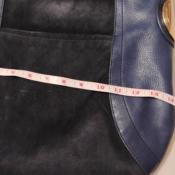 B Makowsky Giamma00 Blue Suede Leather Slouch Hobo Shoulder Bag - Picture 9 of 11